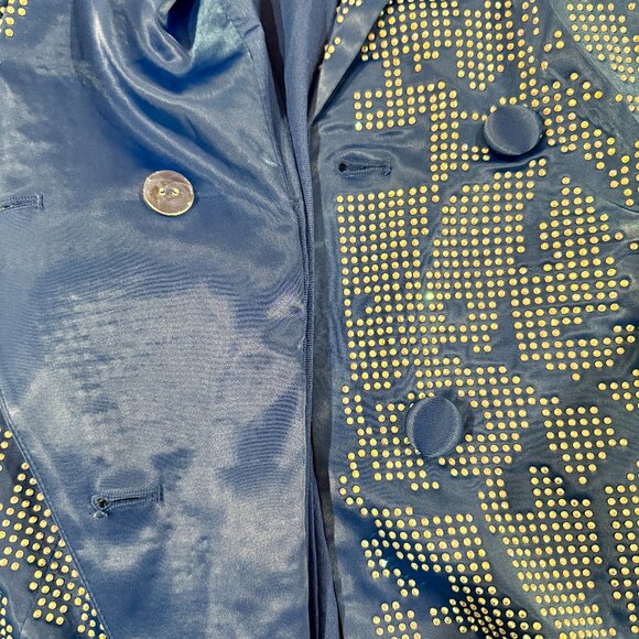 NWT AKIRA Royal Blue Embellished Satin Double Breasted Blazer, Rhinestone - Picture 9 of 9
